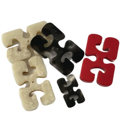30 * 19 * 4mm Diy için Sahte Boynuz Efektli 1 Delikli Dikdörtgen Düğme